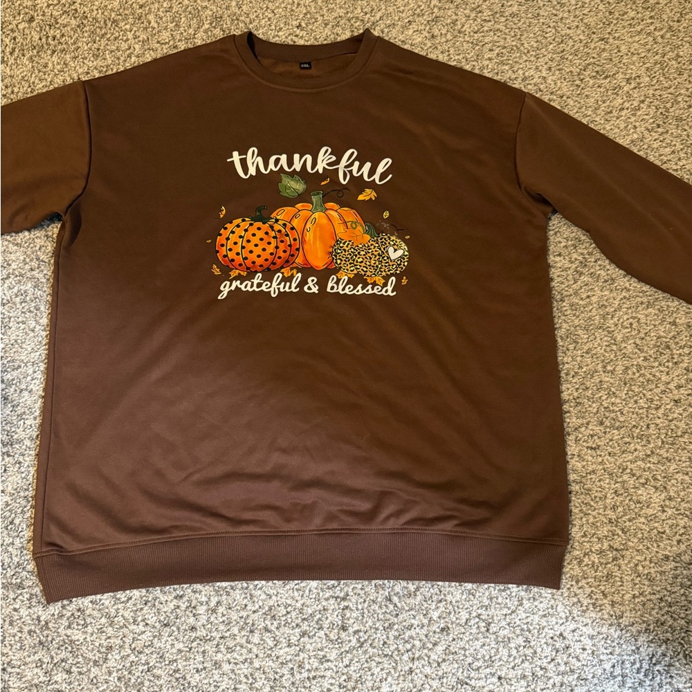 Cozy Brown Crewneck Sweater with Autumn Design